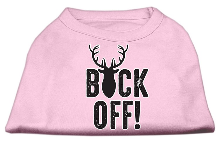 Buck Off Screen Print Dog Shirt Light Pink XS